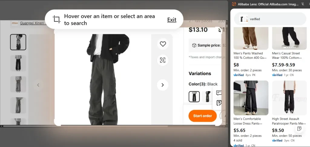 Alibaba Lens compares prices and filters verified suppliers across sellers