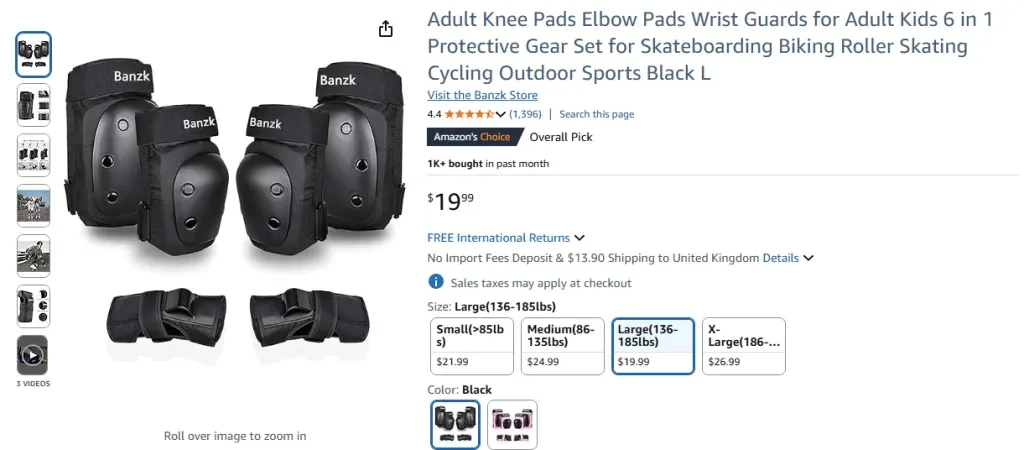 Banzk Adult Knee Pads Elbow Pads Wrist Guards