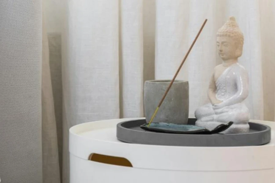 Bedside table with incense stick holder