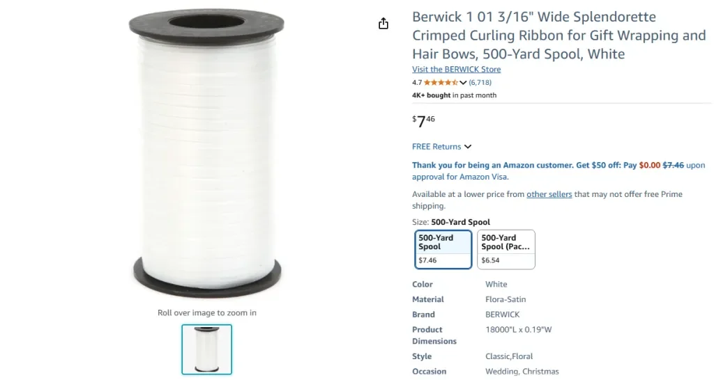 Berwick 1 01 Splendorette – Cinta rizada de 316 de ancho (500 yardas)