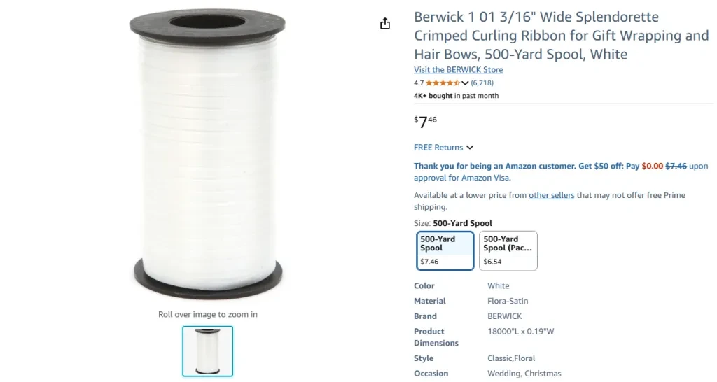 Berwick 1 01 Splendorette – 316 Wide Crimped Curling Ribbon (500 Yards)