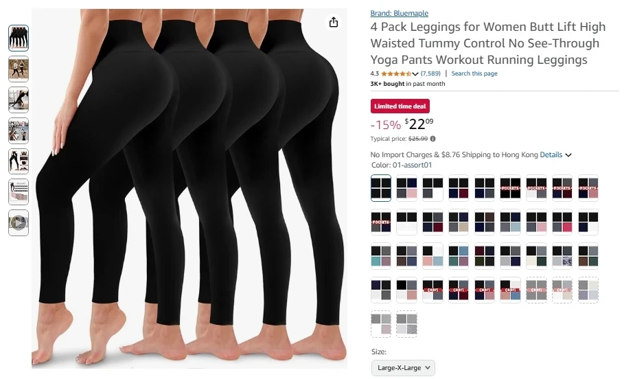 Bluemaple Women’s High Waisted Leggings – 4-Pack