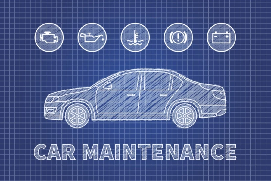 Blueprint car maintenance vector illustration