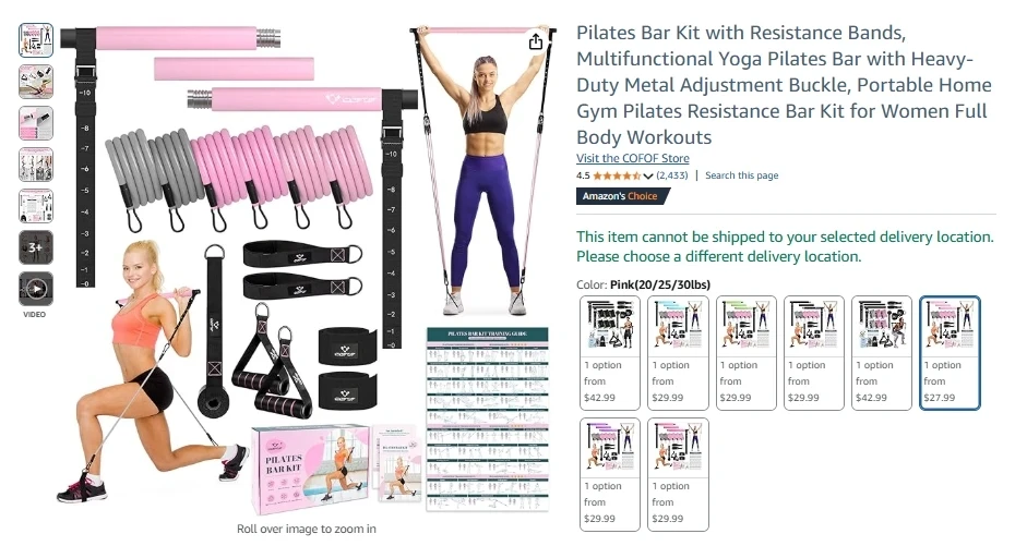 COFOF Pilates Bar Kit with Resistance Bands