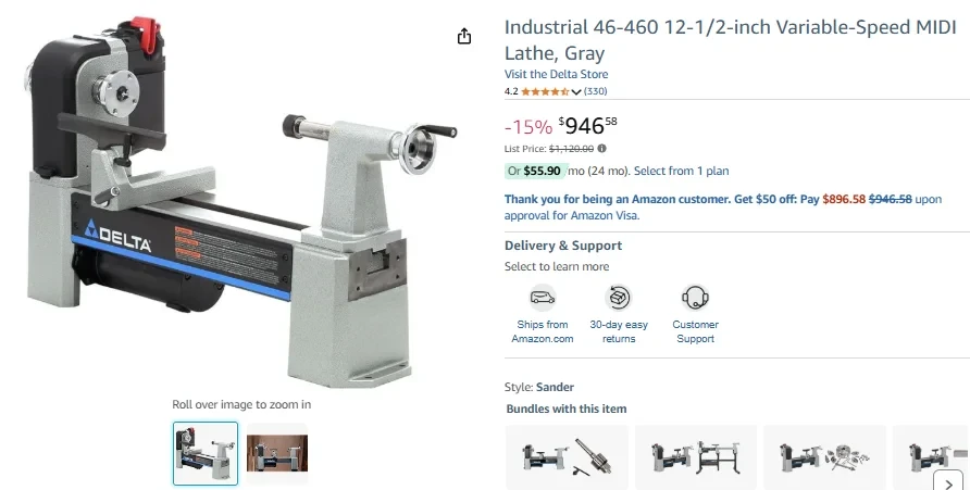 Delta IndustrialVariable Speed Midi Lathe