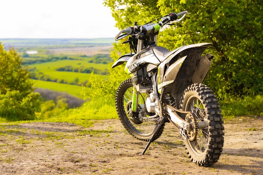 Dirt bike parked on a dirt road