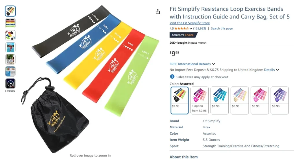 Fit Simplify Resistance Loop Exercise Bands – 5 Level Set