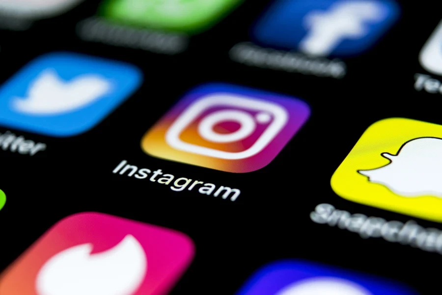 Icon of the social media network instagram application on screen