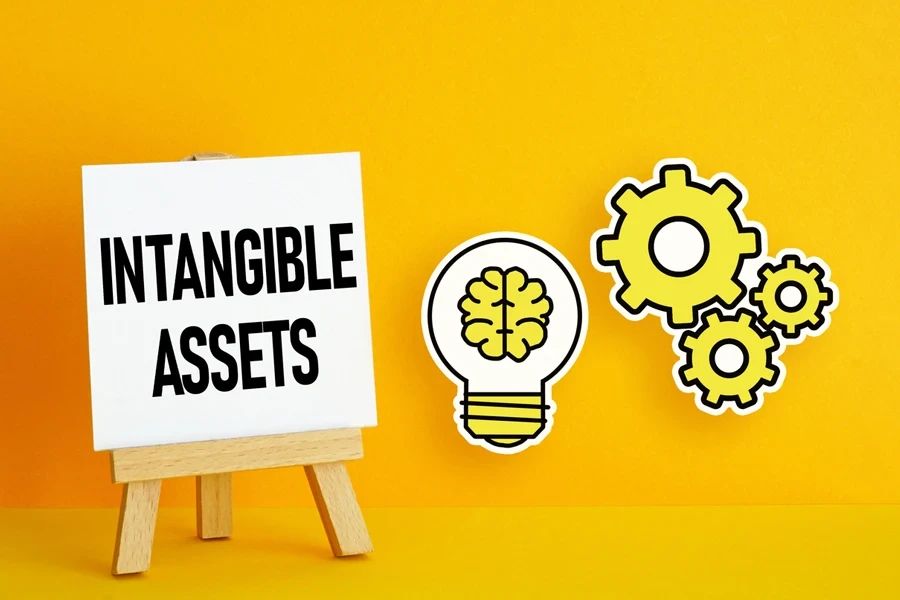 Intangible assets on a board on a white background