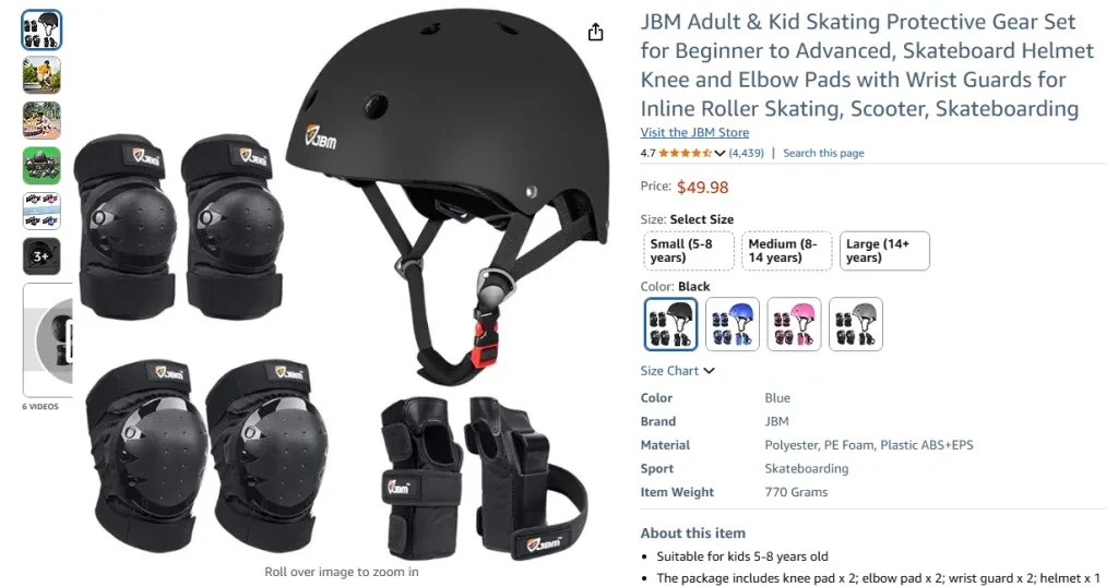 JBM Adult & Kid Skating Protective Gear Set
