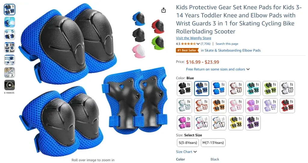 Kids Protective Gear Set Knee Pads for Kids 3–14 Years