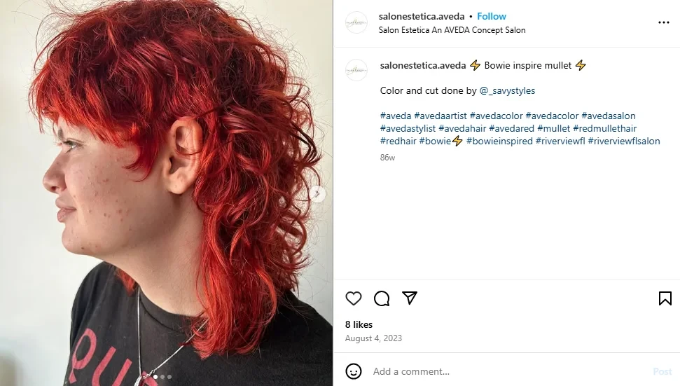 Lady rocking a stylish red mullet