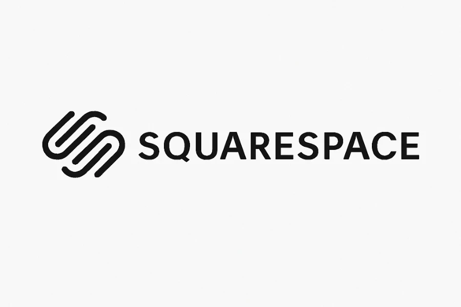 Logo of Squarespace with an abstract interlocking line symbol to the left