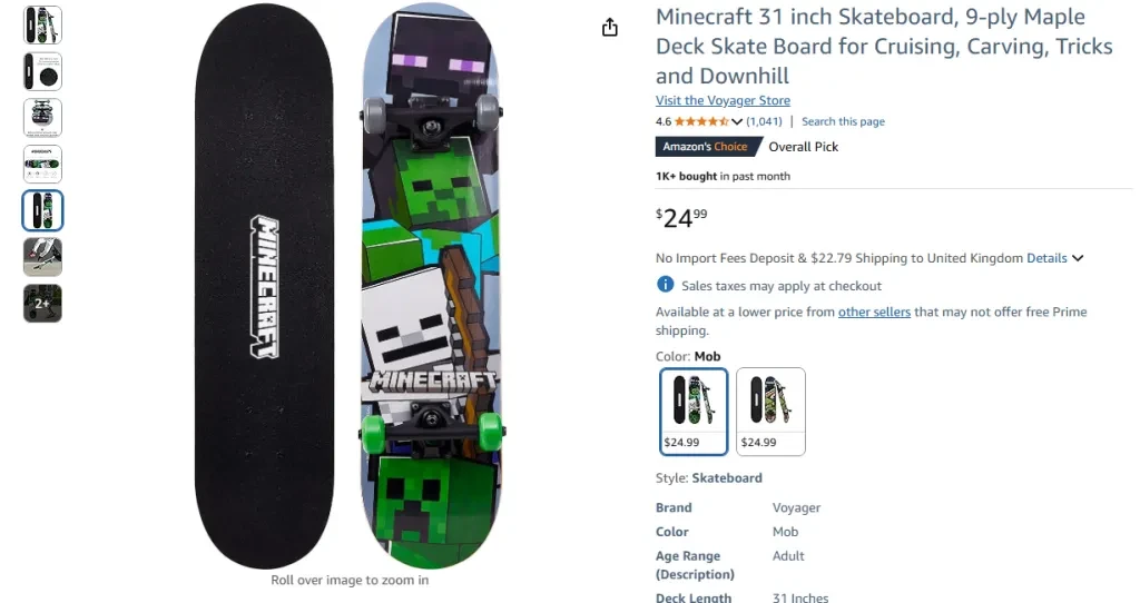 Minecraft 31-Inch Skateboard