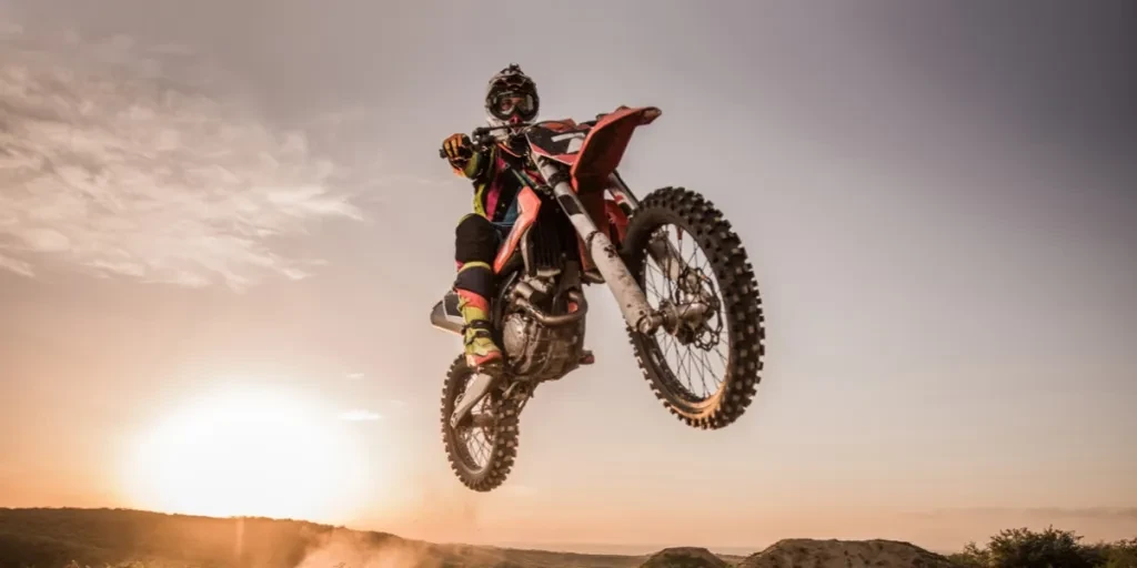 Motocross rider riding a dirt bike