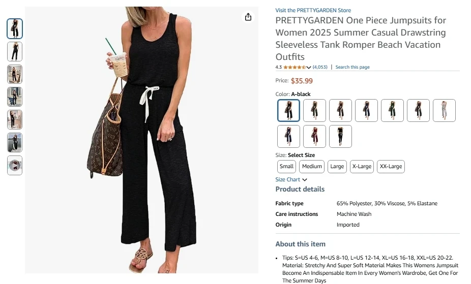 PRETTYGARDEN Sleeveless Drawstring Waist Jumpsuit