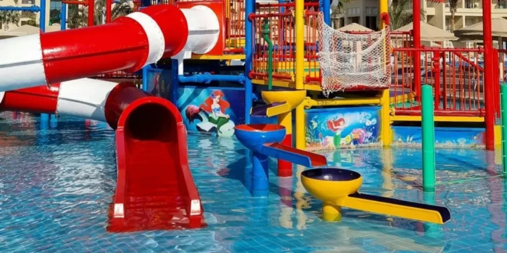 Pool slides in a fun water park