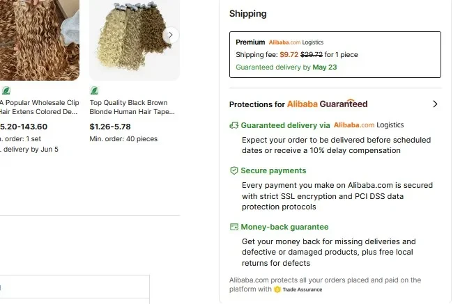 Products under Alibaba Guaranteed provide guaranteed shipping costs