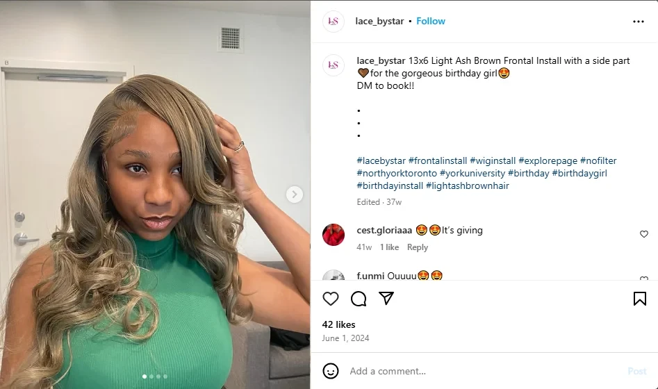Screenshot of a beautiful woman with light ash brown hair