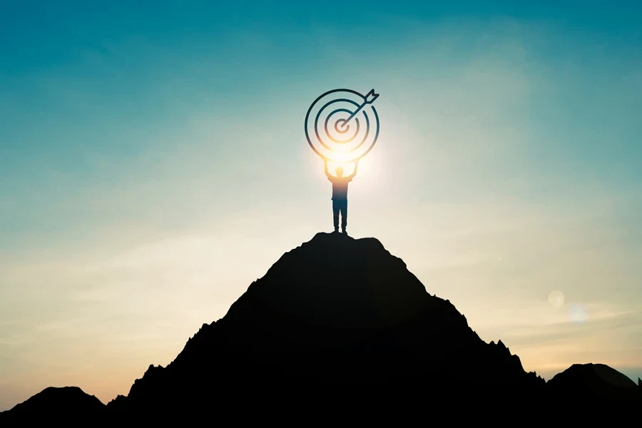 Silhouette of a businessman holding a target