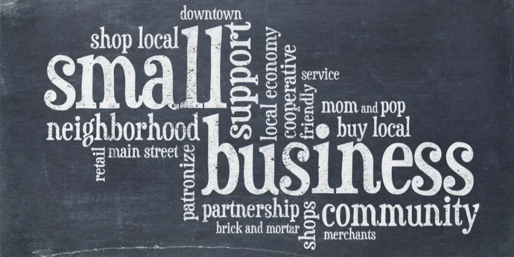 Small business concept on a blackboard