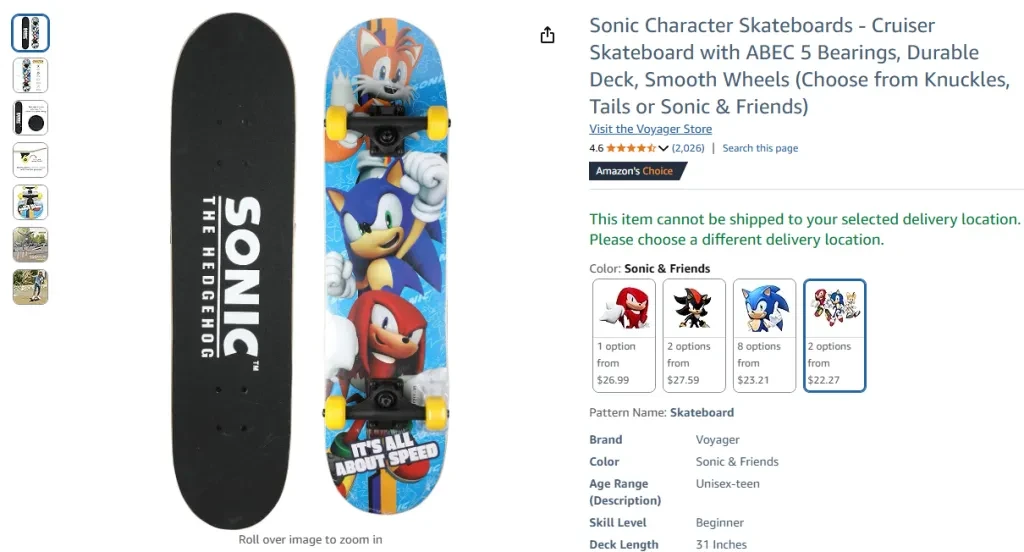 Sonic Character Cruiser Skateboards