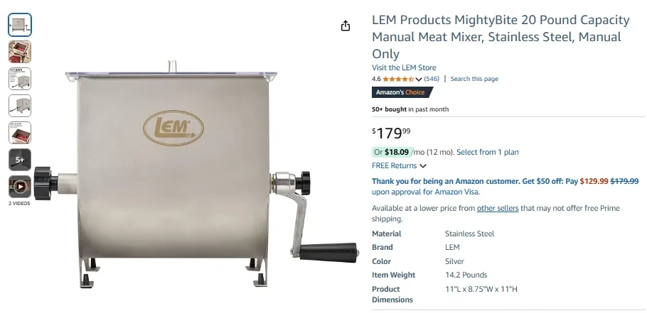 Stainless Steel Manual Meat Mixer