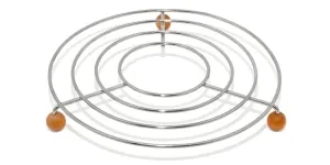 Stainless steel trivet on white background