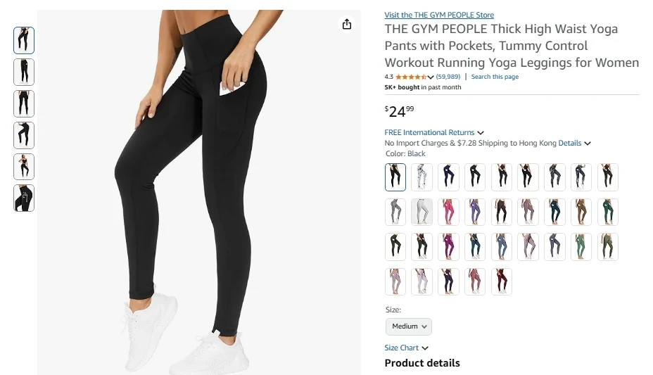 THE GYM PEOPLE Thick High Waist Yoga Pants with Pockets