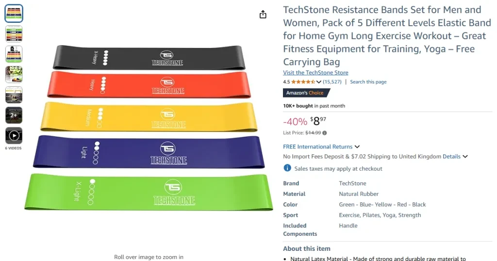 TechStone Resistance Bands Set – Elastic Fitness Set for Men and Women