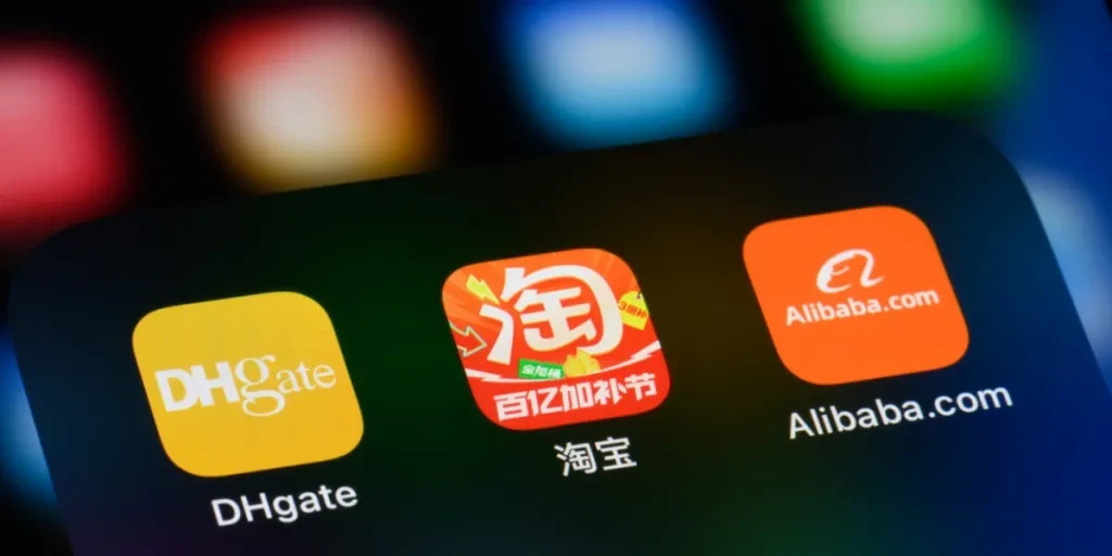 The DHgate app among other sourcing platforms