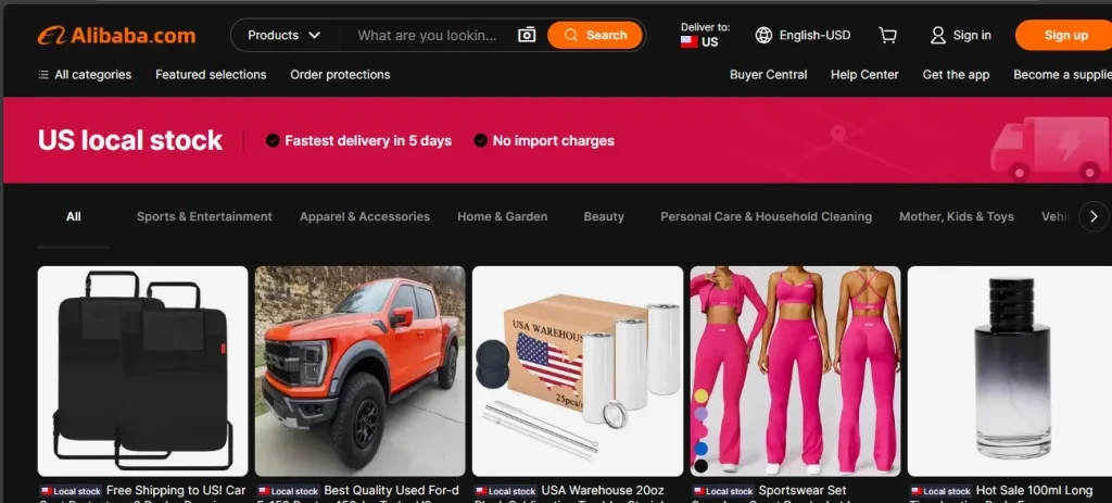 US local stock” products on Alibaba.com ship domestically