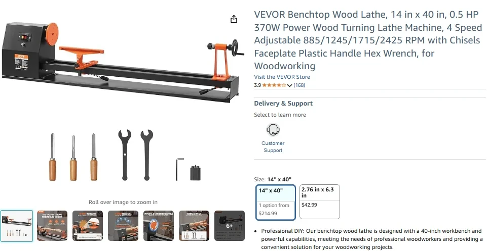 VEVOR Benchtop Wood Lathe