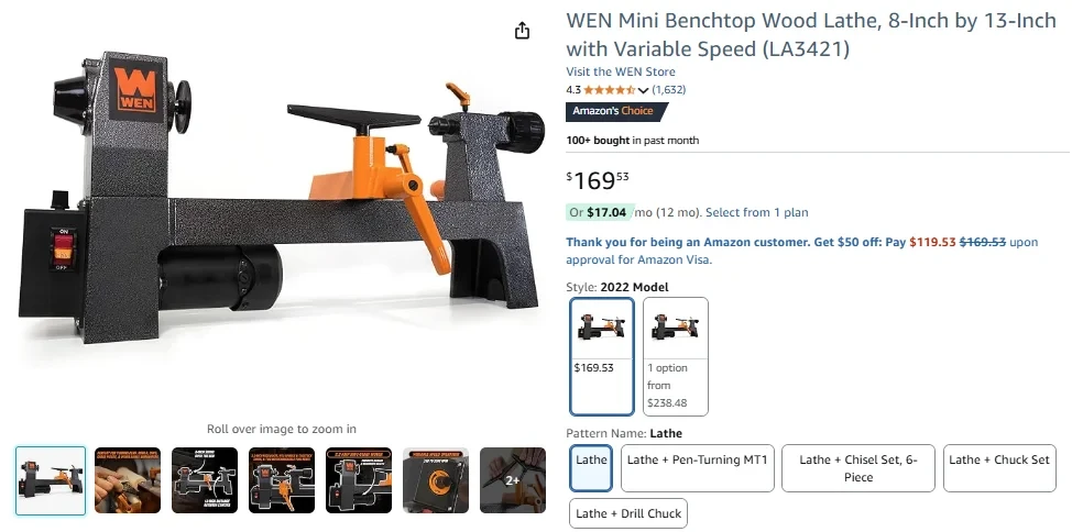 WEN Mini Wood Lathe