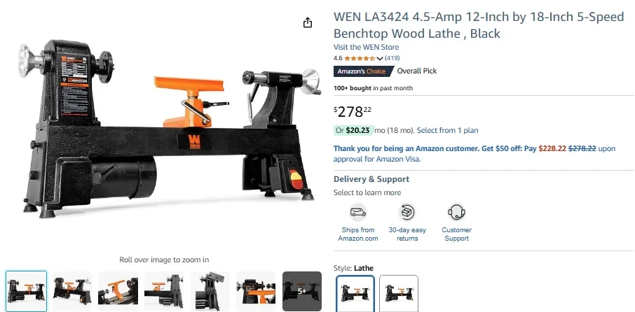 WEN Speed Wood Lathe