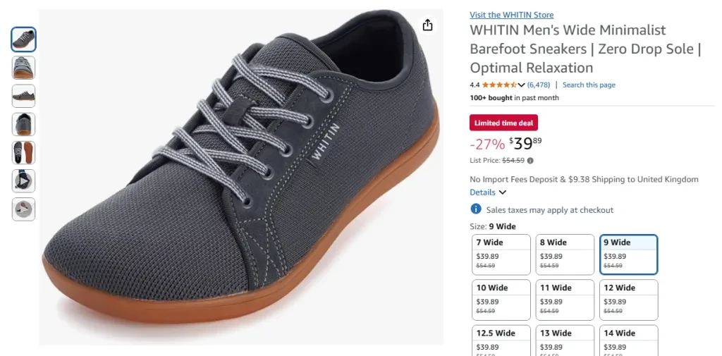 WHITIN Men's Wide Minimalist Barefoot Sneakers