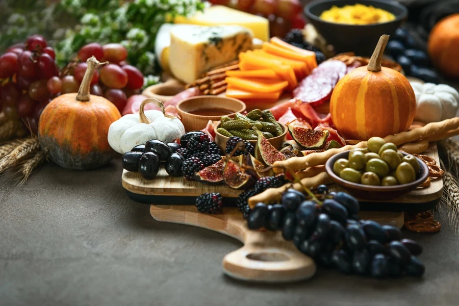 Wood festive serving platters used for autumn with home decor