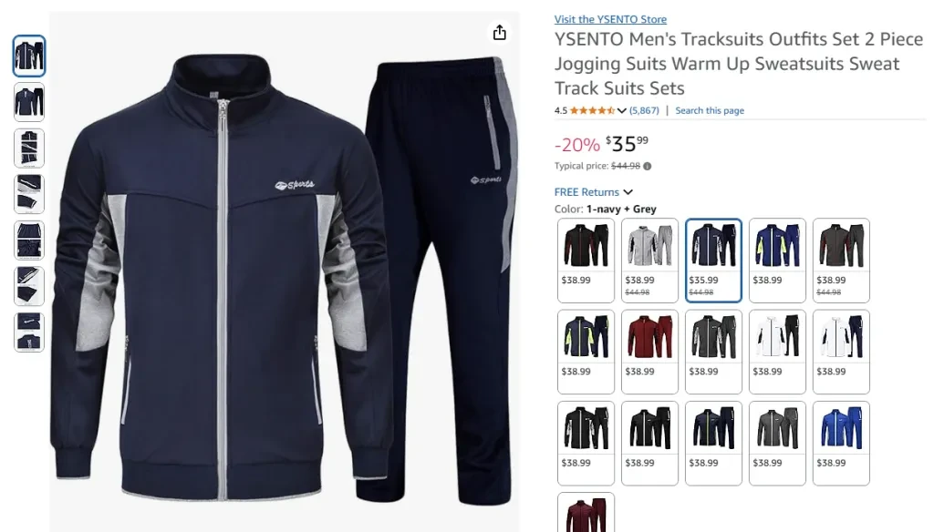 YSENTO Men's Tracksuits Outfits Set – 2 Piece Jogging Suit