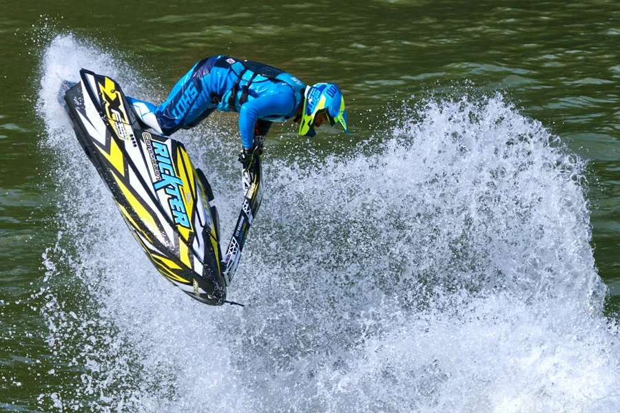 a person on a water ski in the water