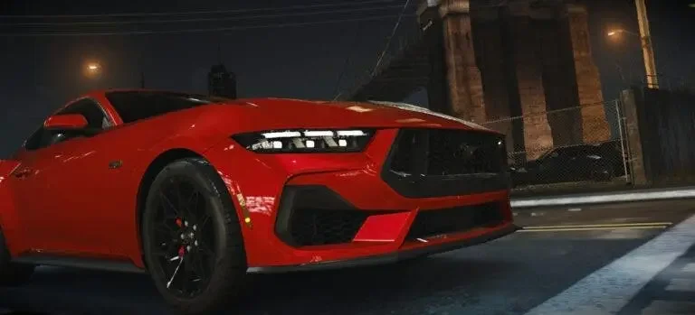 a red running car