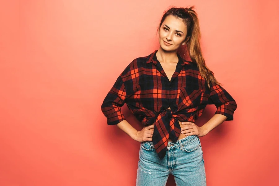 red plaid shirt