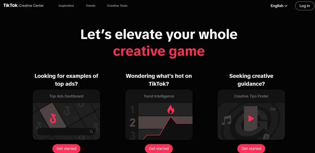 screenshot of Tiktok creative center