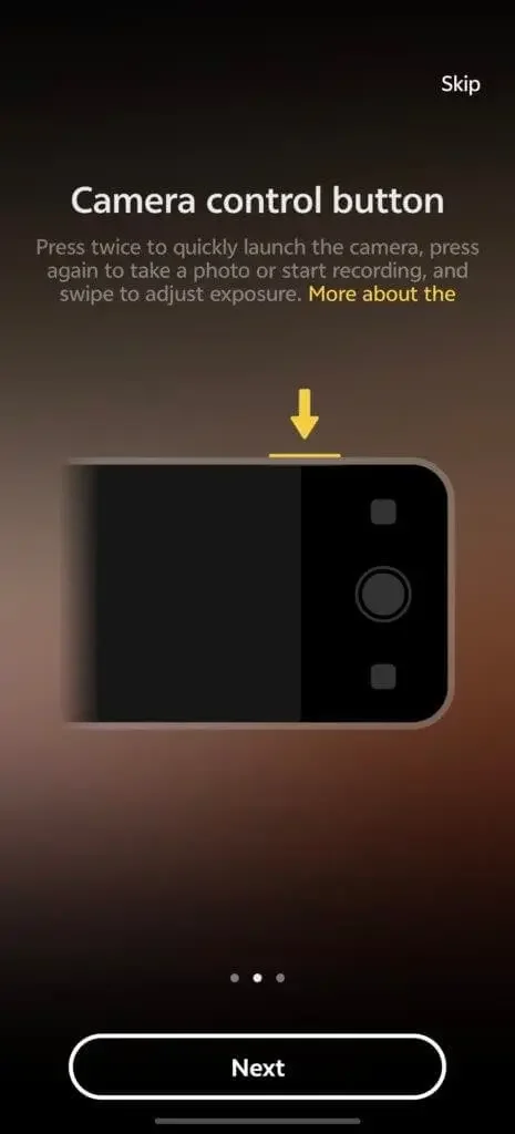 screenshot of camera control button