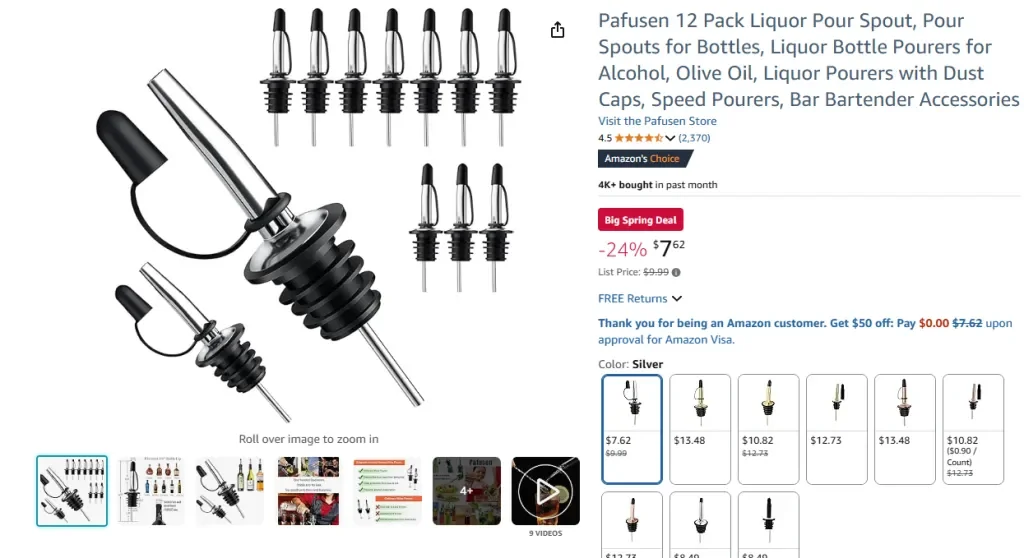 Paquete de 12 boquillas para verter licor – Pafusen