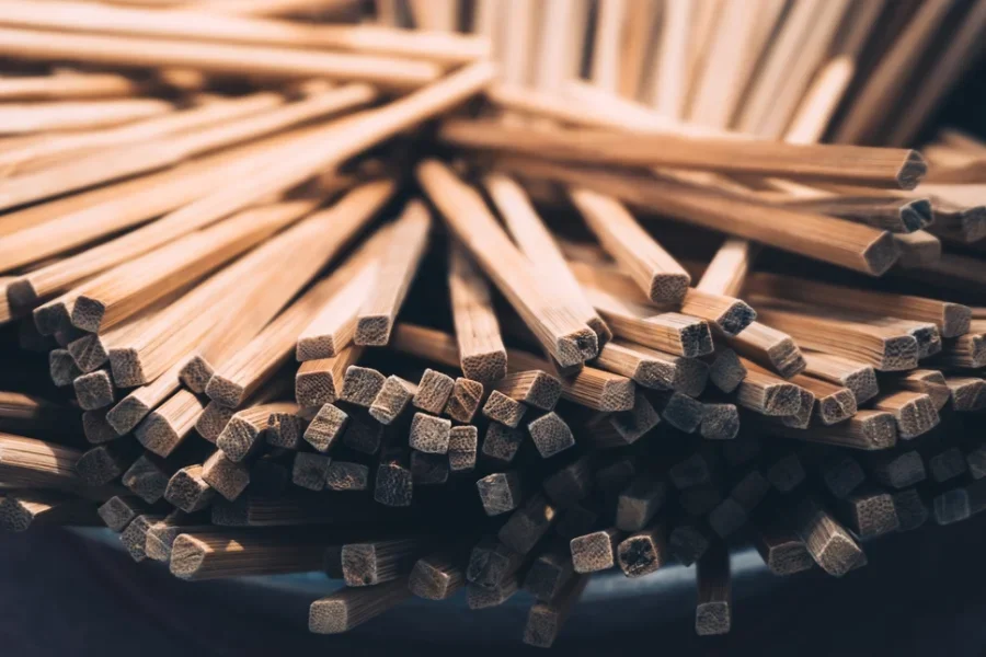 A bundle of bamboo chopsticks
