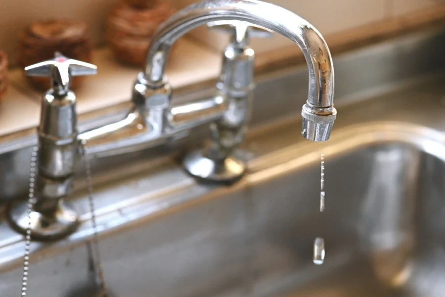 A leaky tap in a kitchen