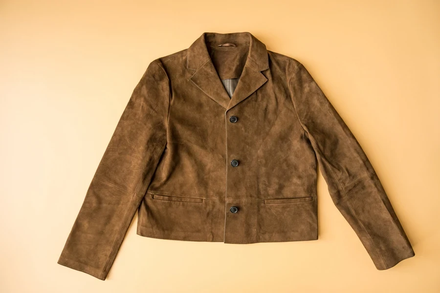 A light brown cropped suede jacket