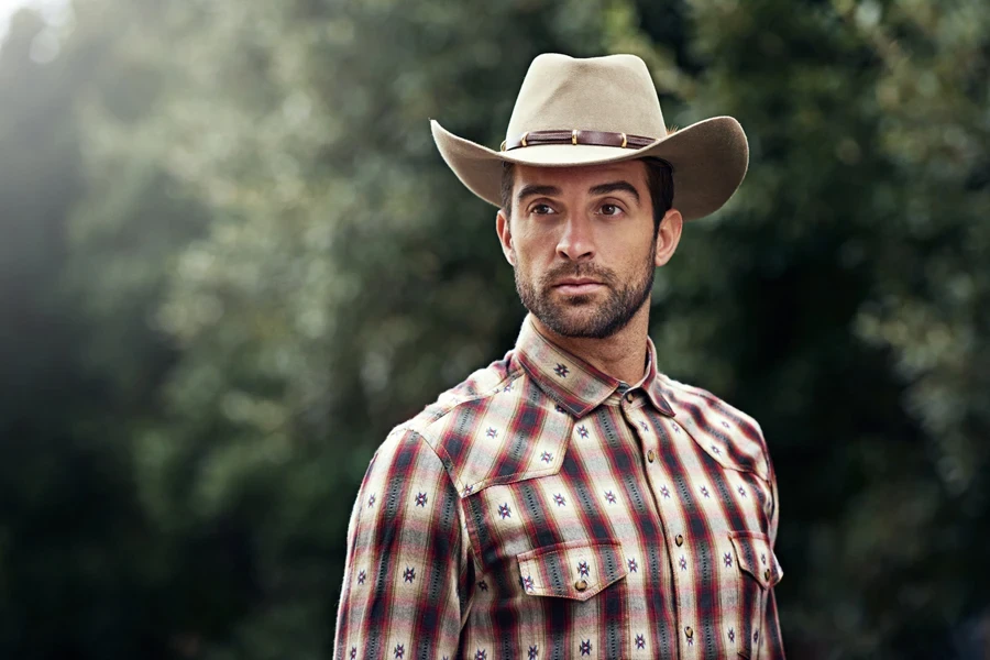 A man in a vintage western outfit