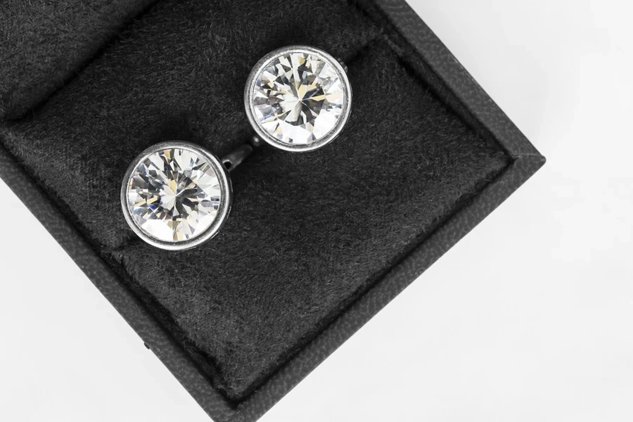 A photo of classic moissanite round studs