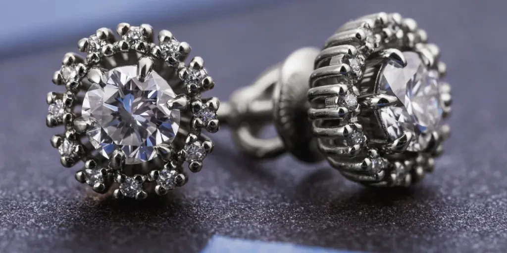 A photo of moissanite earrings
